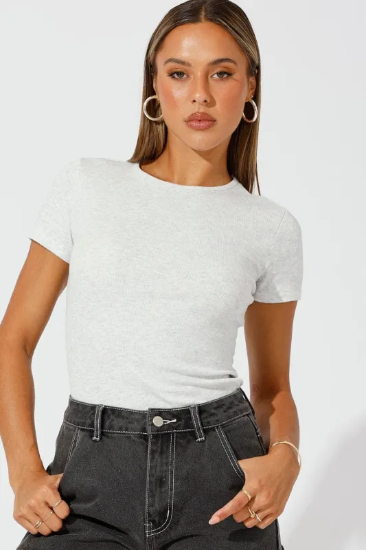 Grey Longline T Shirt Short Sleeve Crew Neck sold by Ally Fashion