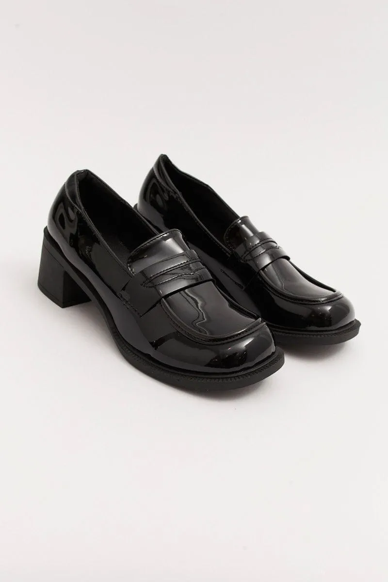 Black Mid-Heel Loafers sold by Ally Fashion