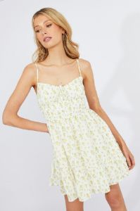 White Ditsy Fit and Flare Sleeveless Dress sold by Ally Fashion
