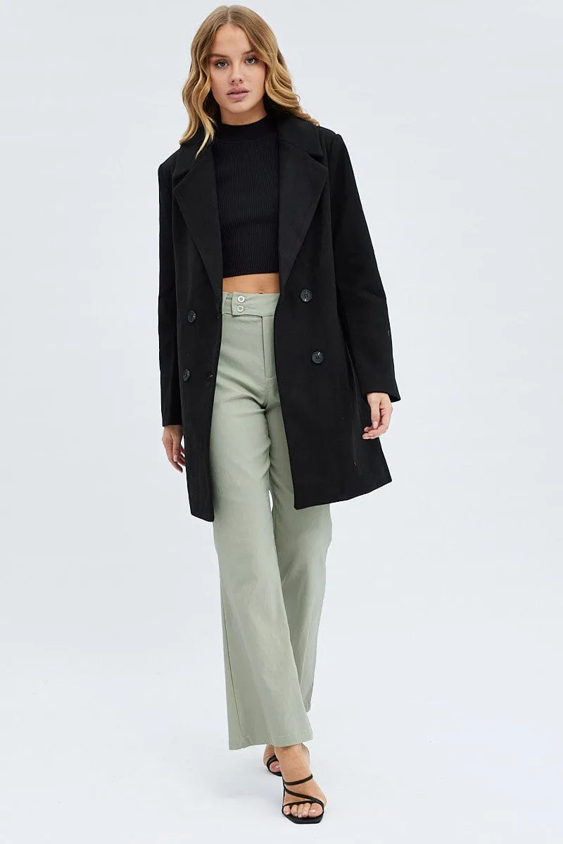 Black Coat Longline Collared Long Sleeve sold by Ally Fashion product image thumbnail 2