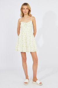 White Ditsy Fit and Flare Sleeveless Dress sold by Ally Fashion
