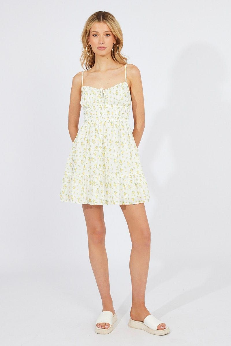 White Ditsy Fit and Flare Sleeveless Dress sold by Ally Fashion product image thumbnail 2