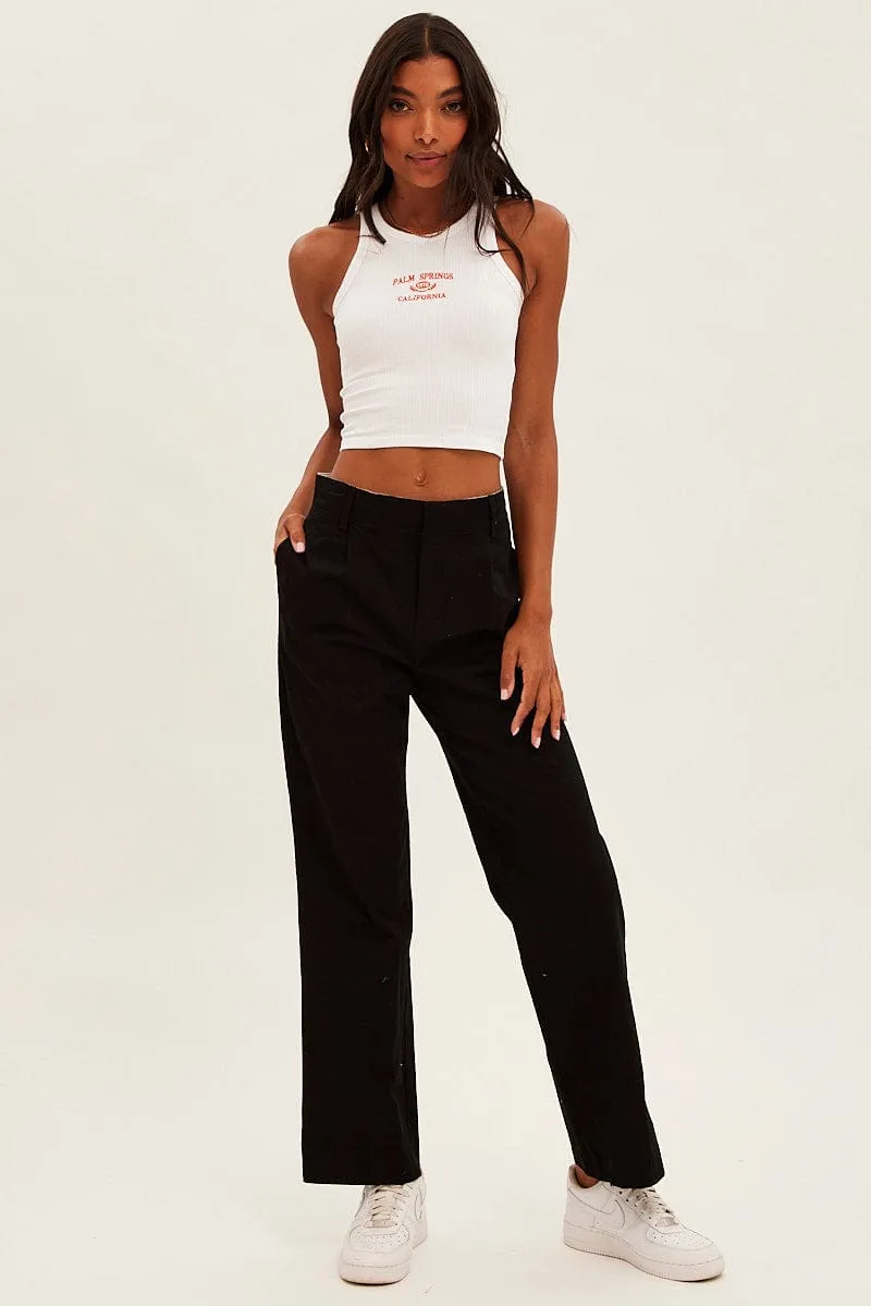 White Graphic Tank Palm Springs Crop sold by Ally Fashion product image thumbnail 2