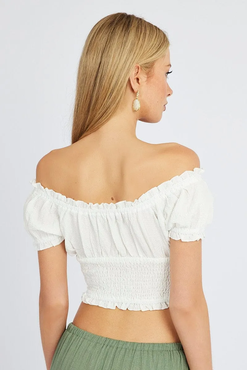 White Ruched Top Short Sleeve sold by Ally Fashion product image thumbnail 5