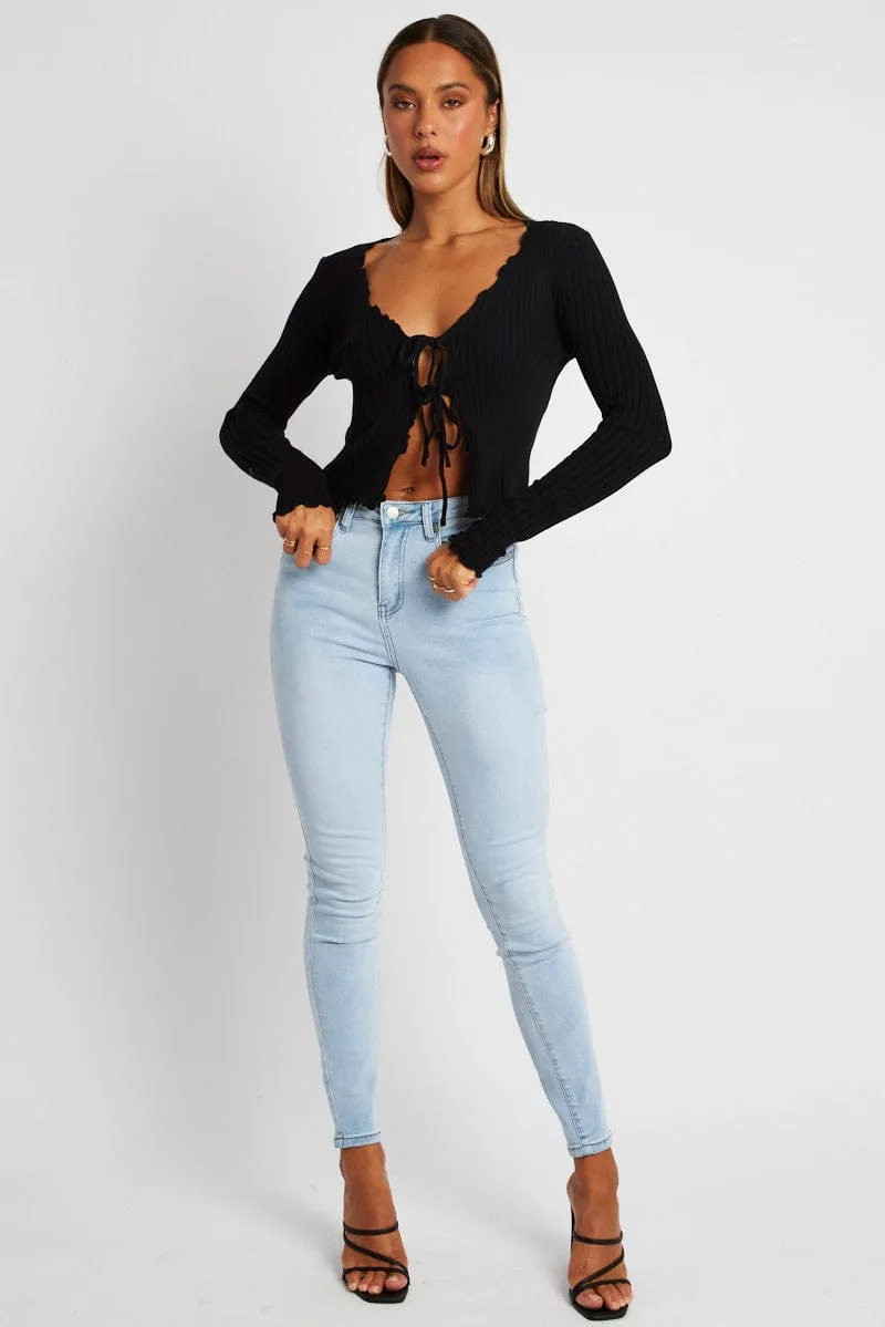 Black Tie Up Cardigan Long Sleeve sold by Ally Fashion product image thumbnail 2