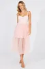 Pink Midi Dress Tulle Corset Detail Occasion Dress sold by Ally Fashion