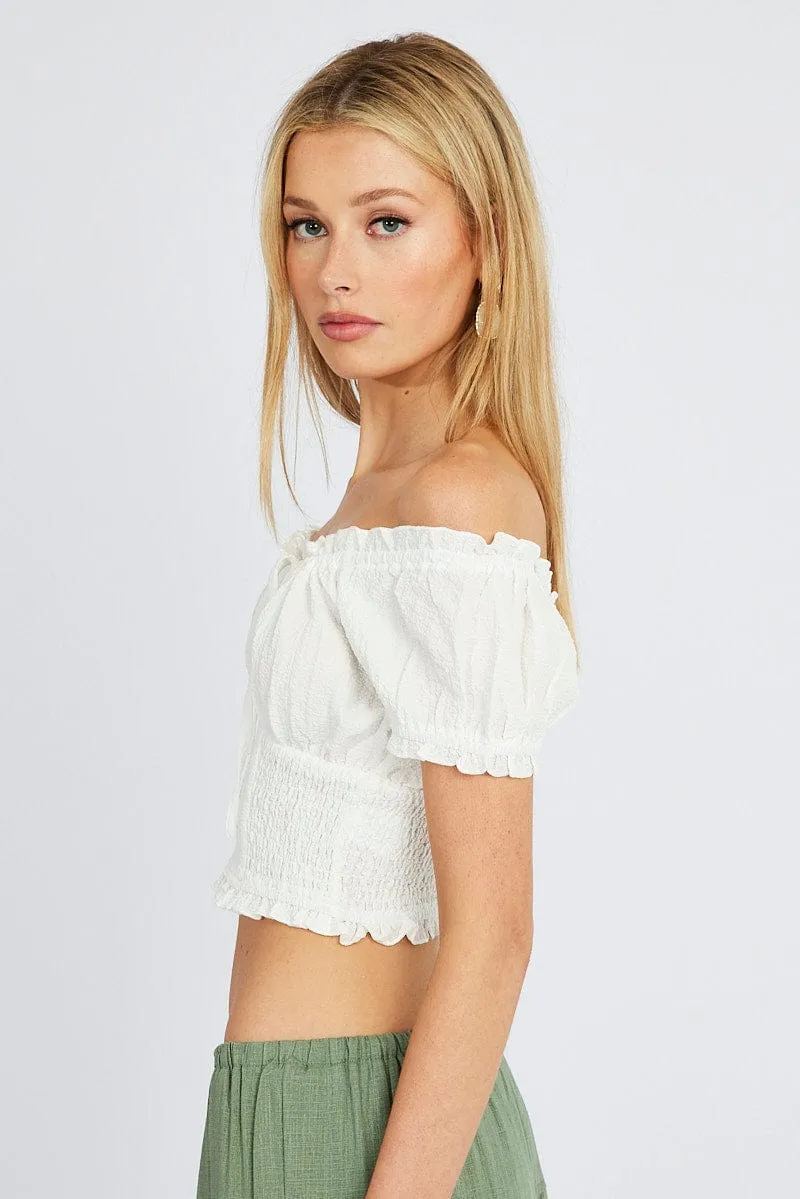 White Ruched Top Short Sleeve sold by Ally Fashion product image thumbnail 4