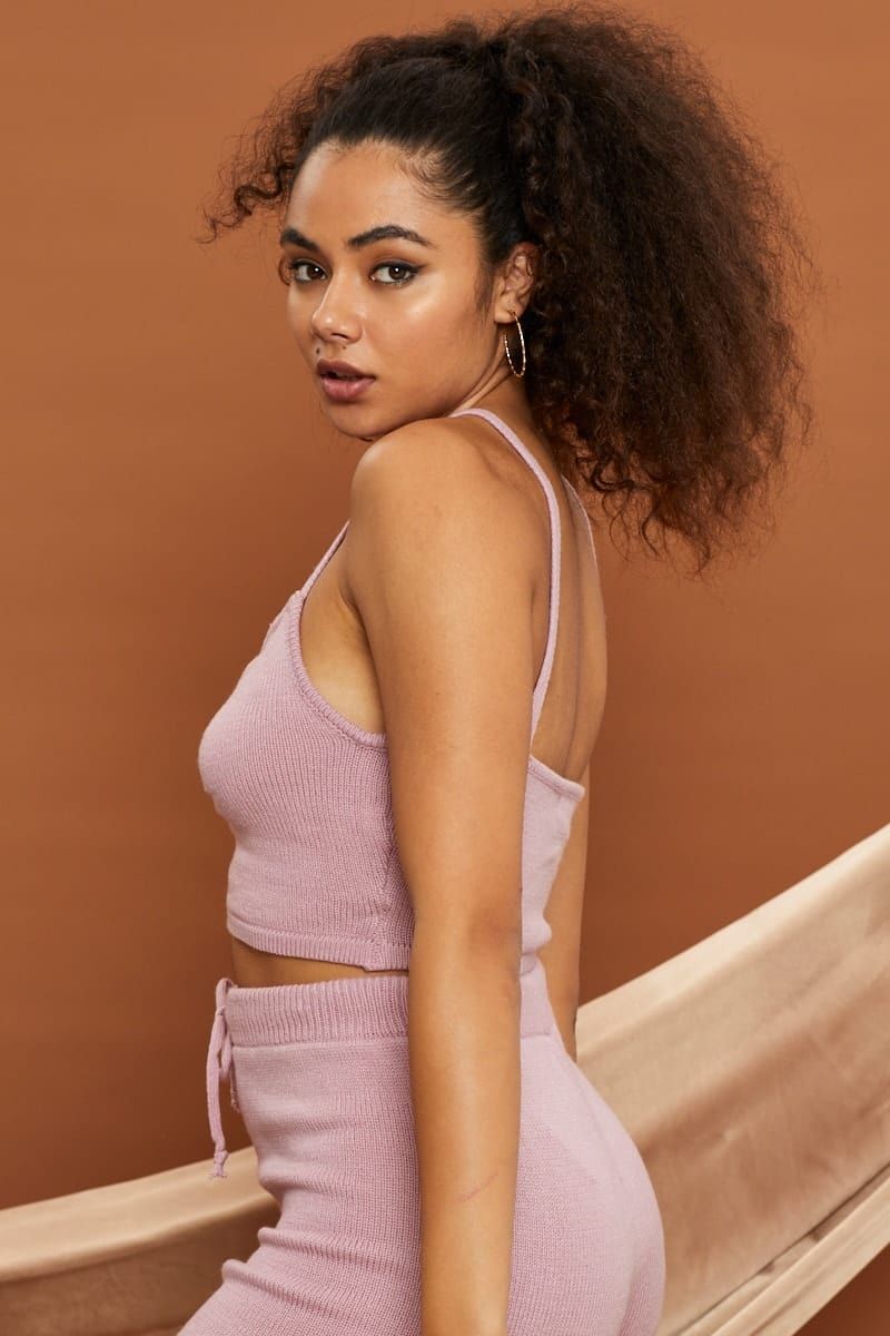 Purple Ruched Front Knit Crop Top sold by Ally Fashion product image thumbnail 2