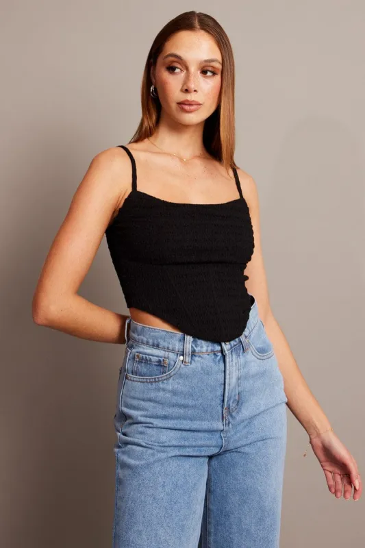 Black Cami Top Sleeveless Textured sold by Ally Fashion