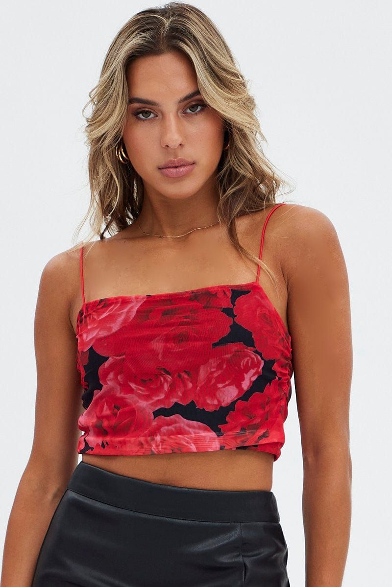 Red Abstract Singlet Straps Mesh Abstract Print sold by Ally Fashion product image thumbnail 3