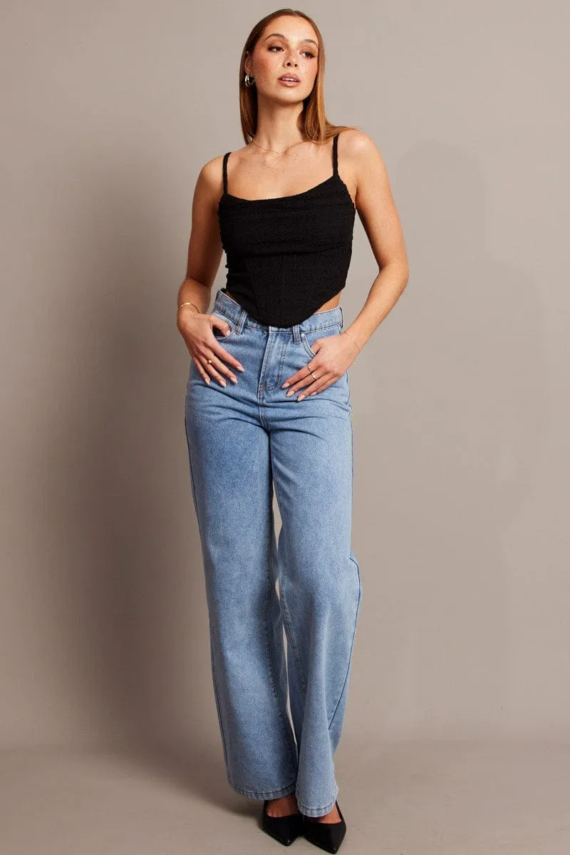 Black Cami Top Sleeveless Textured sold by Ally Fashion product image thumbnail 3