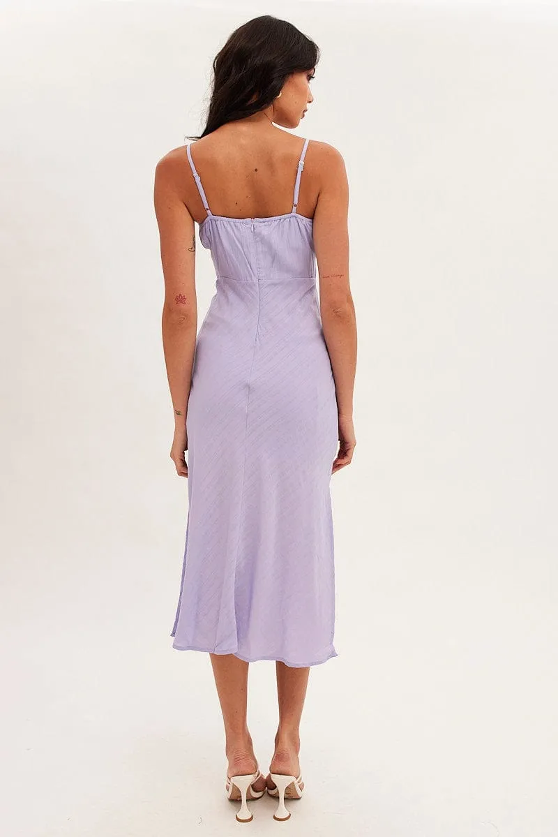 Purple Midi Dress Sleeveless Ruched Bust sold by Ally Fashion product image thumbnail 5