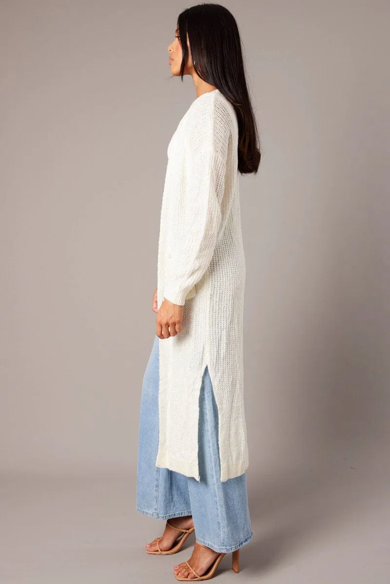 White Knit Cardigan sold by Ally Fashion product image thumbnail 4