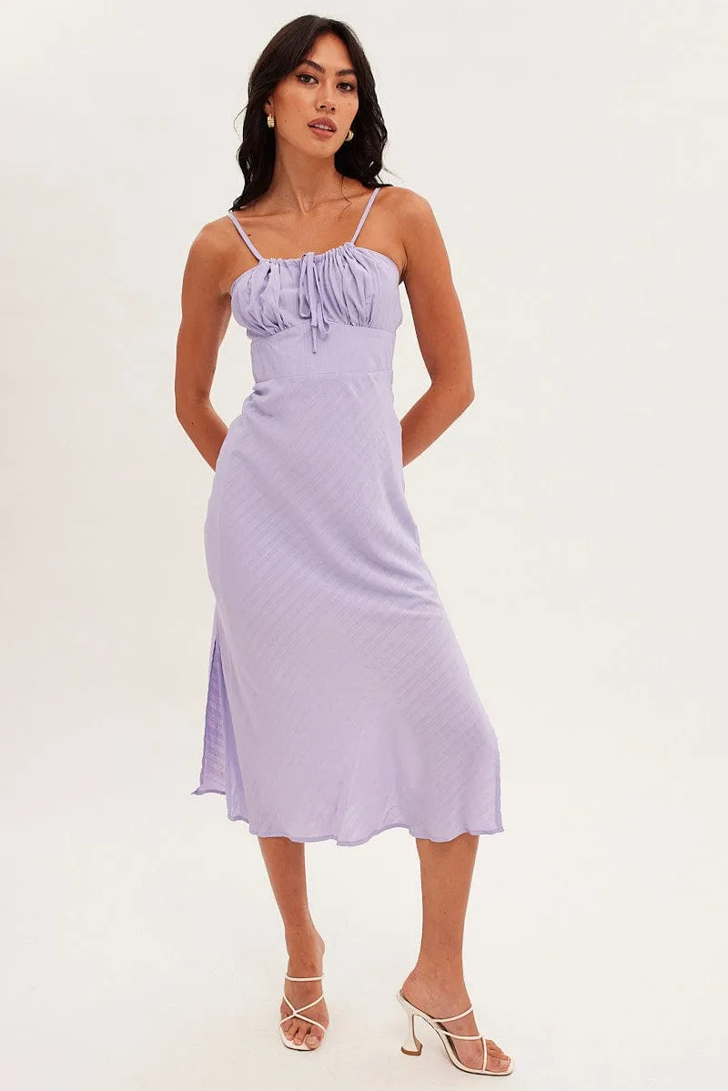 Purple Midi Dress Sleeveless Ruched Bust sold by Ally Fashion product image thumbnail 3