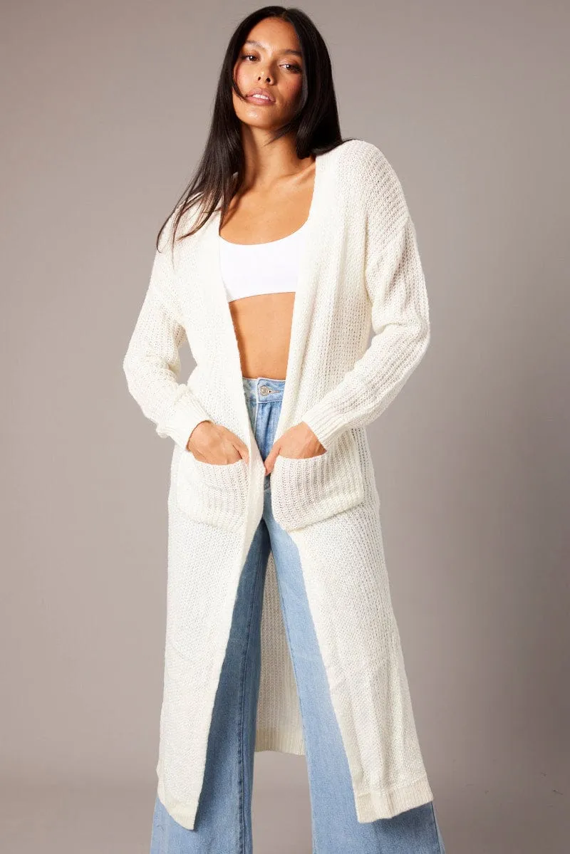 White Knit Cardigan sold by Ally Fashion