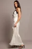 White Maxi Dress Contrast lace Trim Satin Dress sold by Ally Fashion