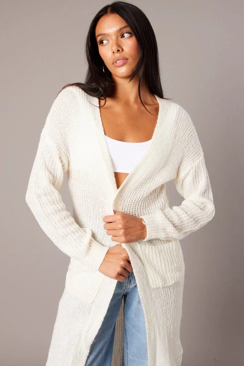 White Knit Cardigan sold by Ally Fashion product image thumbnail 3