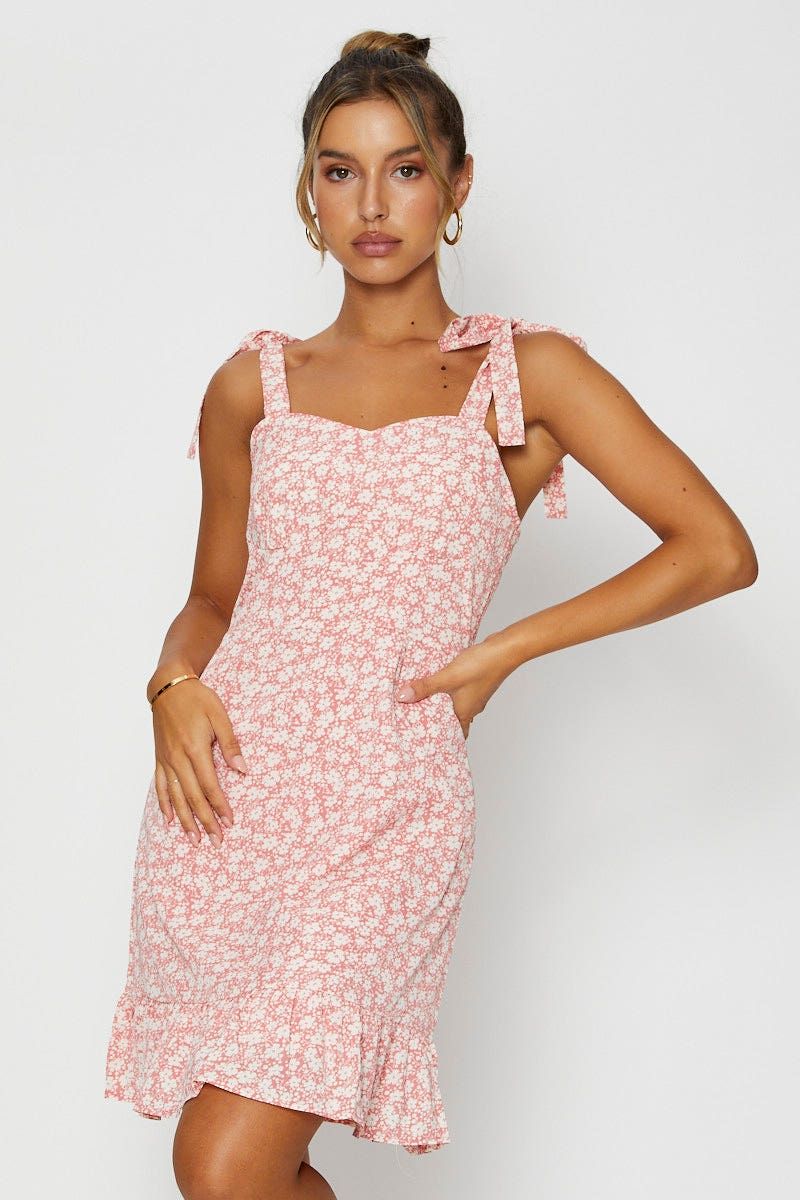 Print Mini Dress Sleeveless Tie Shoulder sold by Ally Fashion product image thumbnail 3