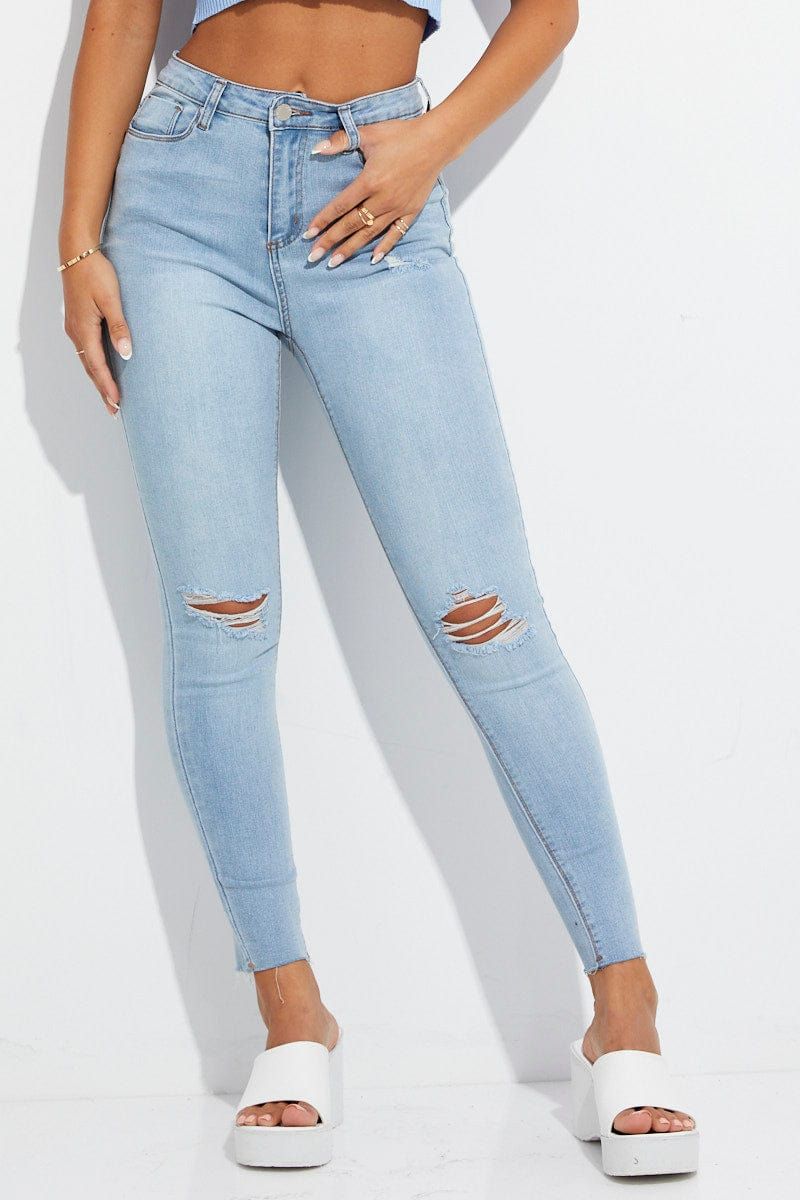 Blue Skinny Denim Jeans Mid Rise sold by Ally Fashion product image thumbnail 2