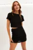 Black Mini Skirt Bodycon Mesh Textured Detail sold by Ally Fashion