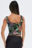 Black Floral Corset Top Sleeveless Square Neck Hook & Eye sold by Ally Fashion