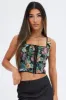 Black Floral Corset Top Sleeveless Square Neck Hook & Eye sold by Ally Fashion