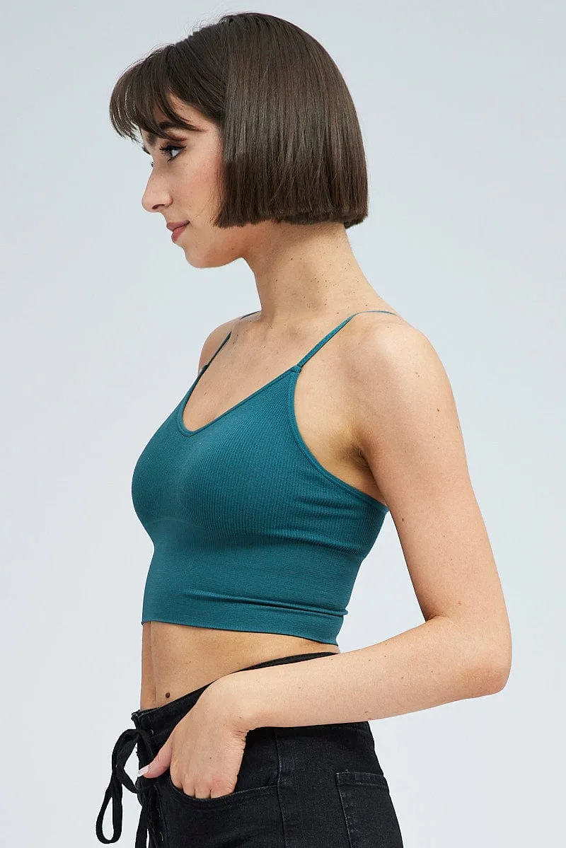 Blue Crop Singlet Top Seamless sold by Ally Fashion product image thumbnail 4