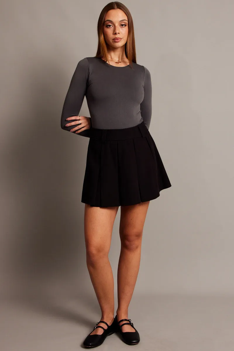 Grey Bodysuit Long Sleeve Crew Neck Seamless sold by Ally Fashion product image thumbnail 2
