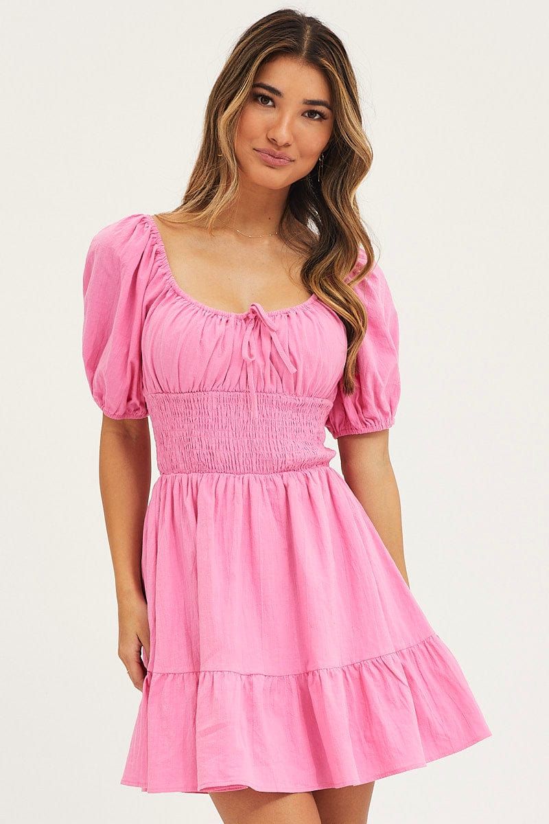Pink Skater Dress Short Sleeve Mini sold by Ally Fashion product image thumbnail 3