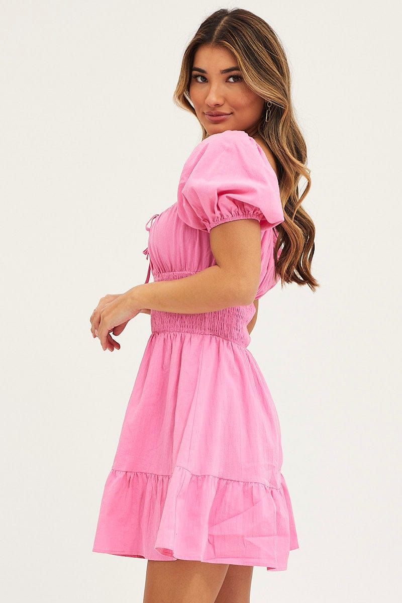 Pink Skater Dress Short Sleeve Mini sold by Ally Fashion product image thumbnail 4
