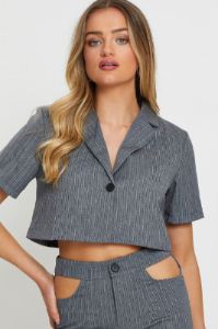Stripe Wrap Top Short Sleeve Crop sold by Ally Fashion