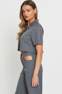 Stripe Wrap Top Short Sleeve Crop sold by Ally Fashion