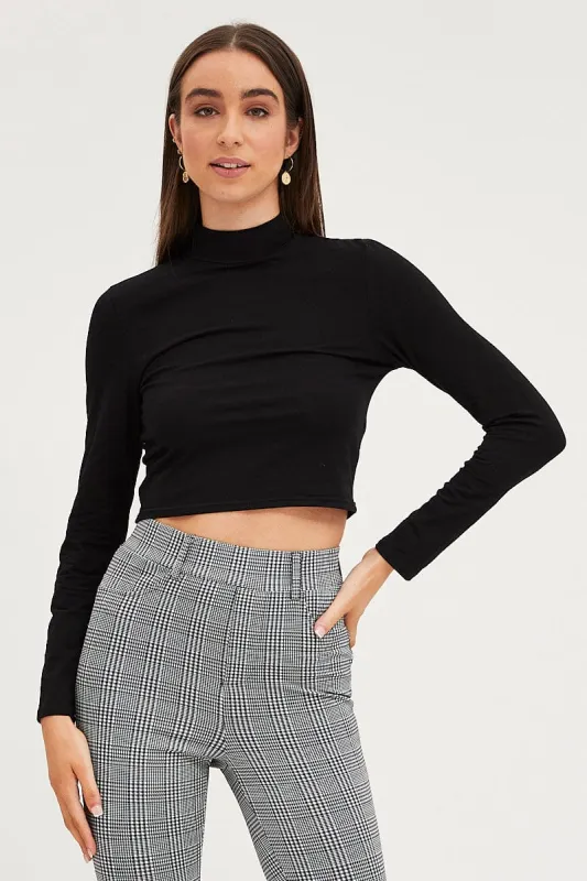 Black Top Long Sleeve High Neck sold by Ally Fashion