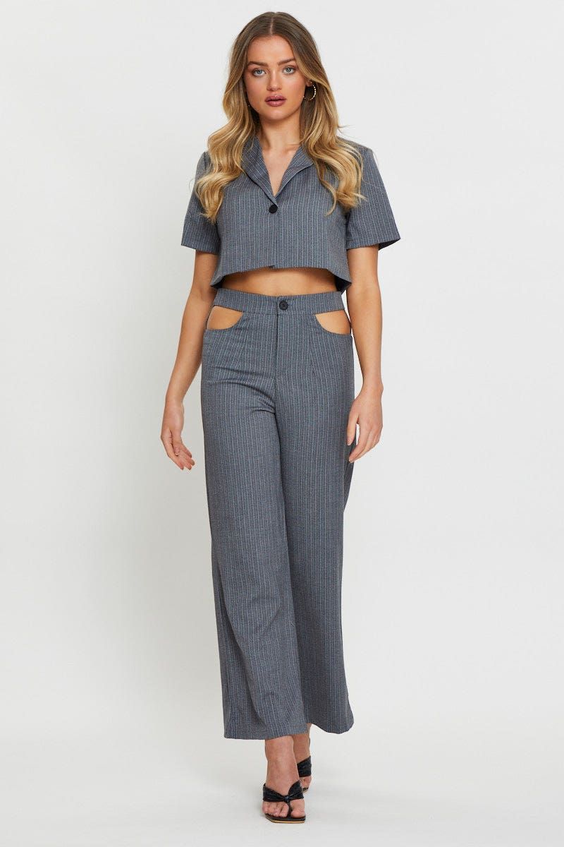 Stripe Wrap Top Short Sleeve Crop sold by Ally Fashion product image thumbnail 2