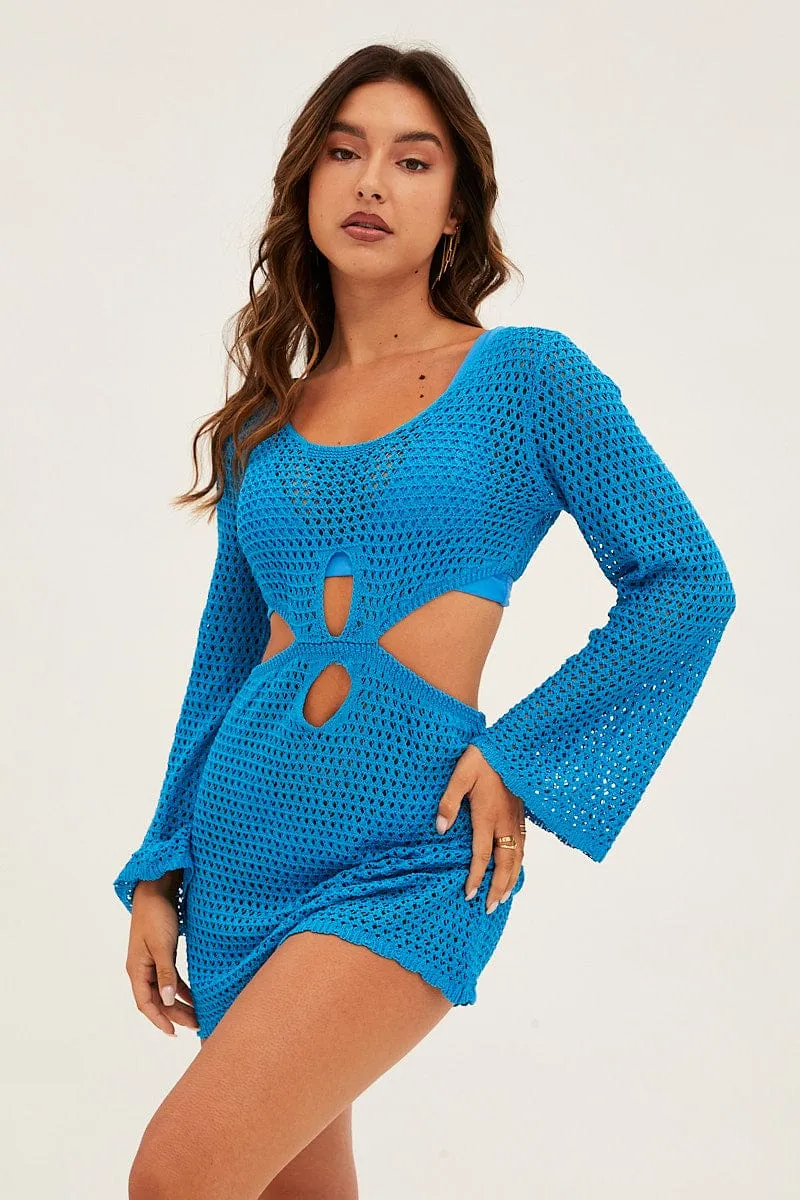 Blue Cutout Crochet Dress sold by Ally Fashion product image thumbnail 2