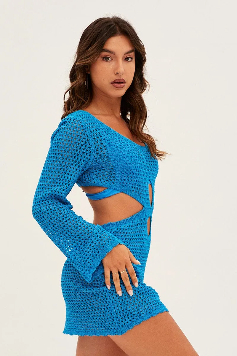 Blue Cutout Crochet Dress sold by Ally Fashion product image thumbnail 5