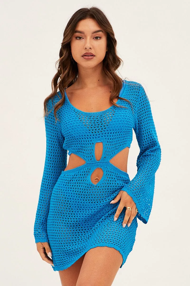 Blue Cutout Crochet Dress sold by Ally Fashion product image thumbnail 4