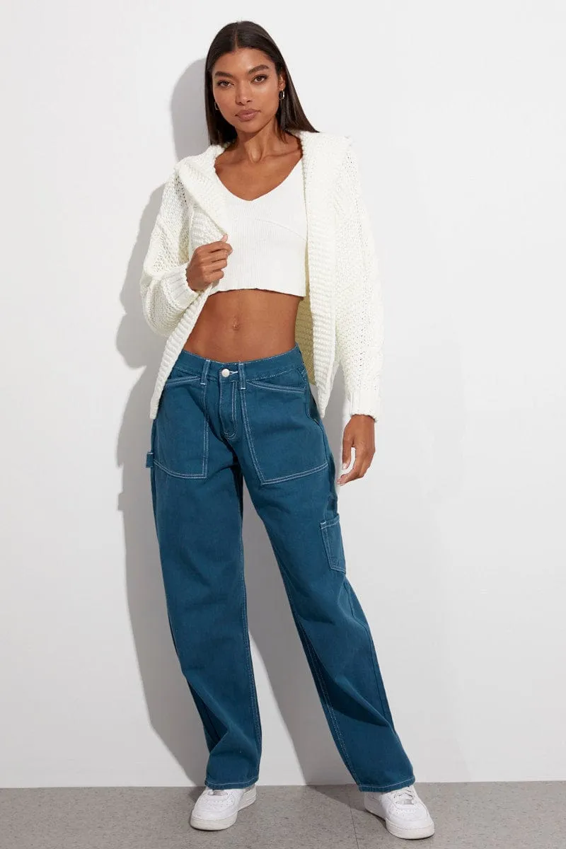 White Hooded Cable Knit Cardigan sold by Ally Fashion product image thumbnail 2