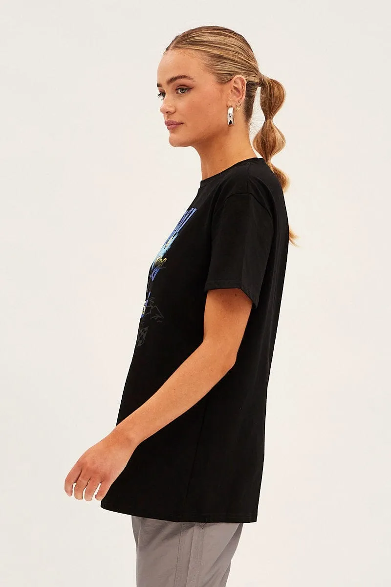 Black Cotton Jersey Short Sleeve Miami Graphic Tee sold by Ally Fashion product image thumbnail 4