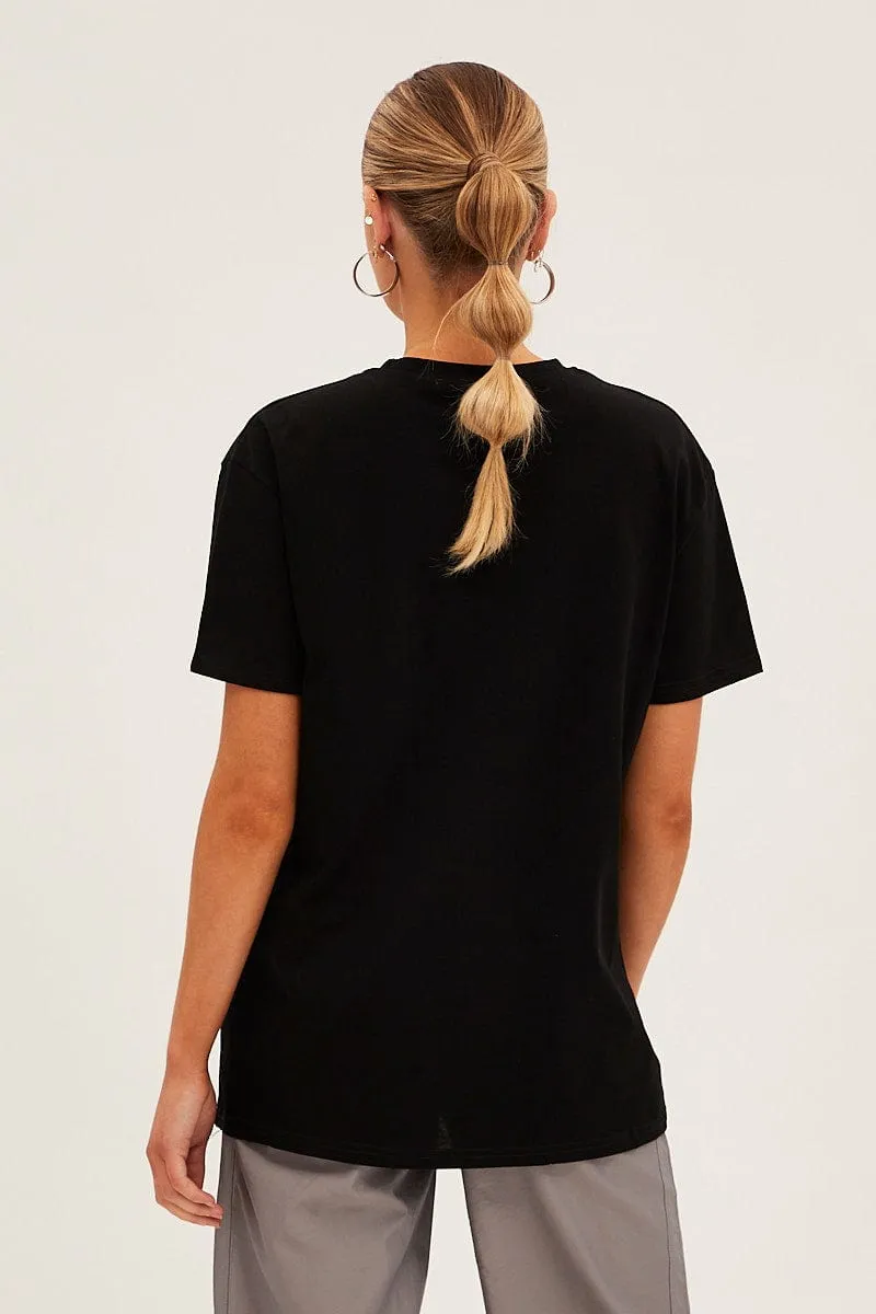 Black Cotton Jersey Short Sleeve Miami Graphic Tee sold by Ally Fashion product image thumbnail 5