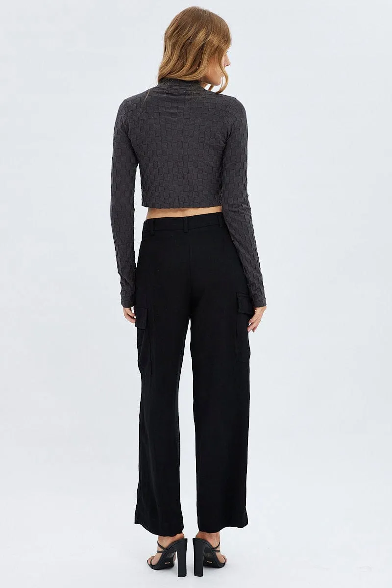 Black Cargo Pants Low Rise Wide Leg sold by Ally Fashion product image thumbnail 5