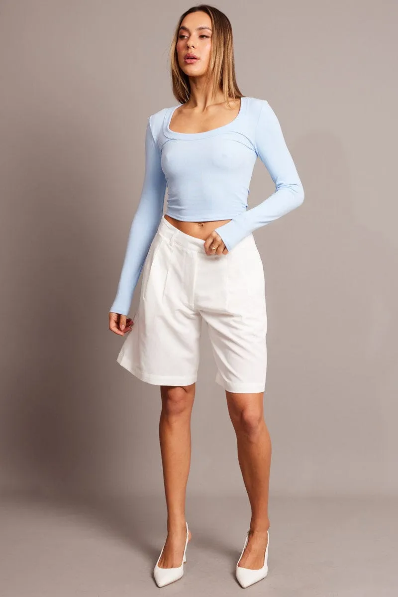 Blue T Shirt Long Sleeve Scoop Neck Rib Jersey sold by Ally Fashion product image thumbnail 2