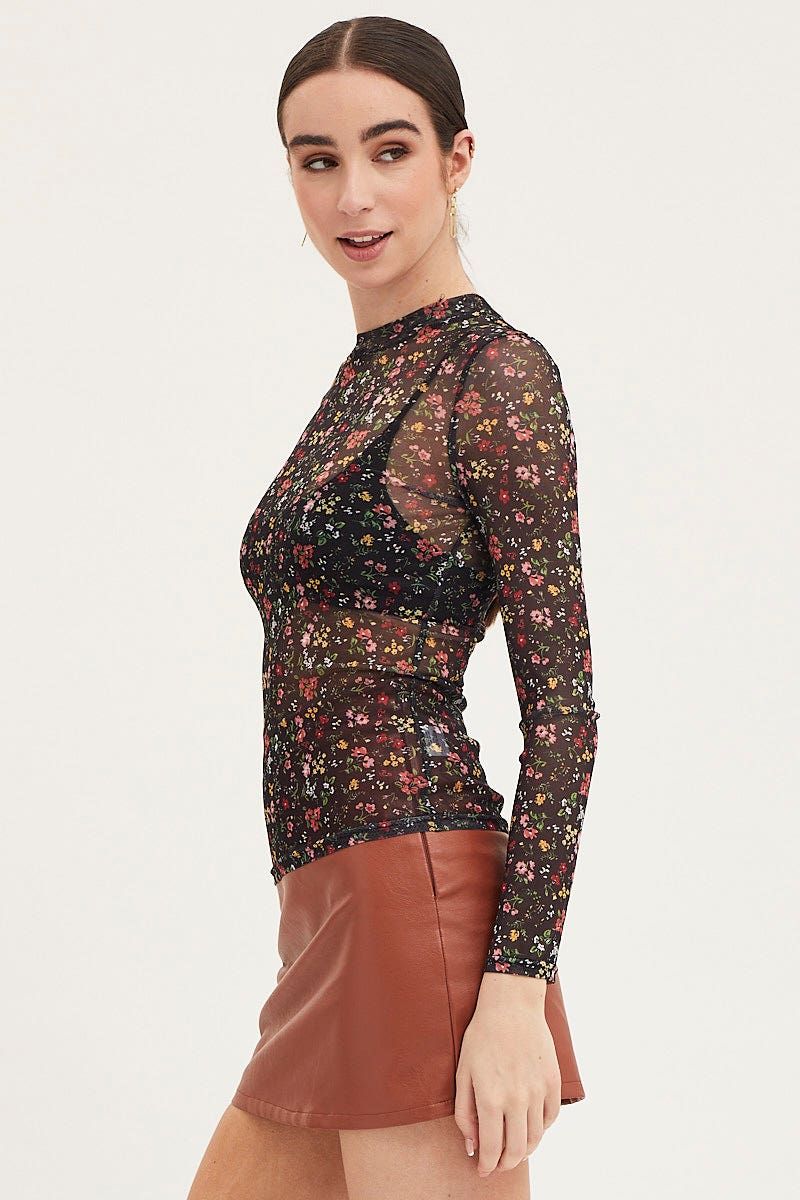 Print Jersey Top Long Sleeve Mesh sold by Ally Fashion product image thumbnail 4