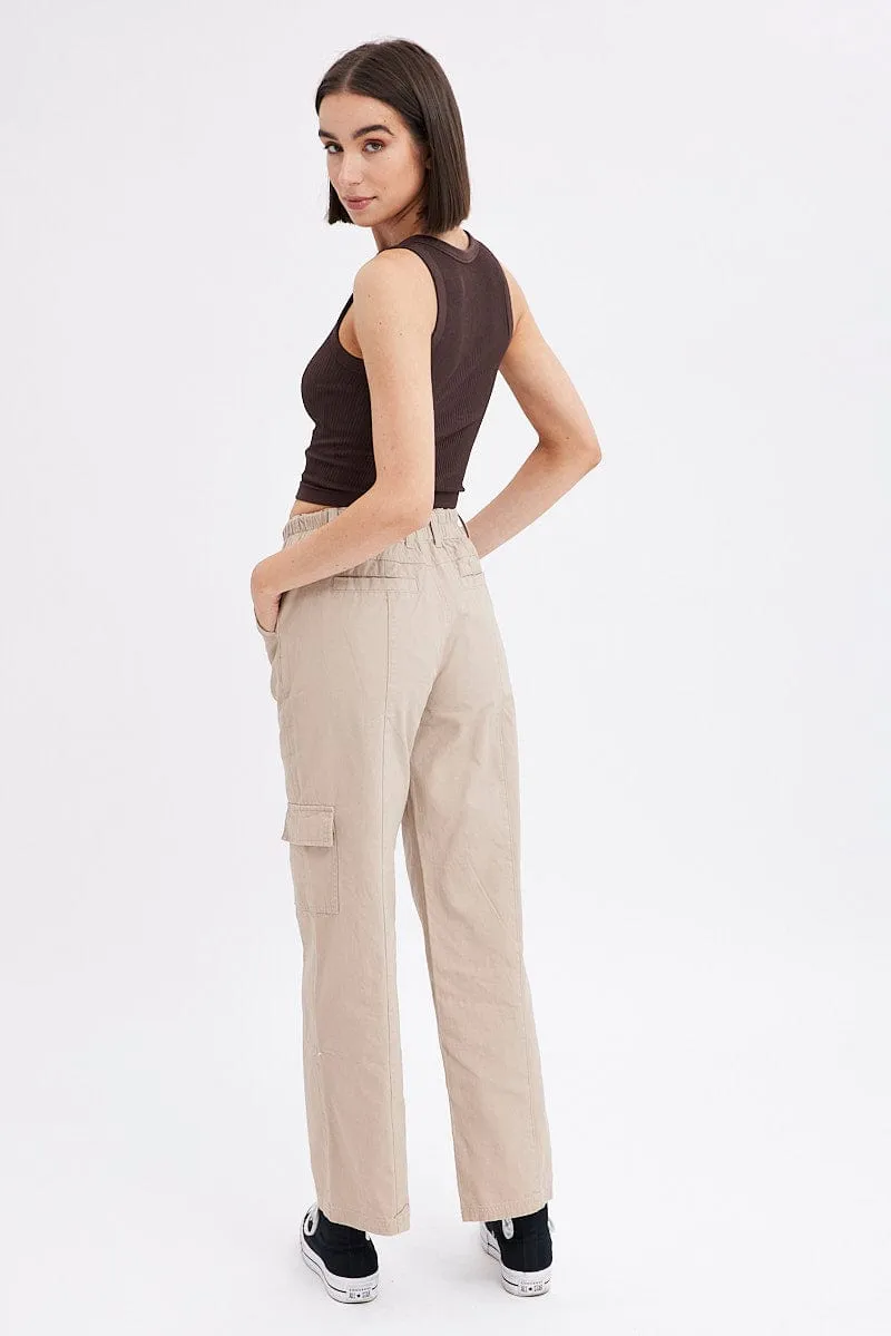 Beige Cargo Pants Mid Rise sold by Ally Fashion product image thumbnail 5