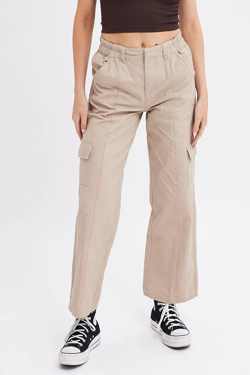 Beige Cargo Pants Mid Rise sold by Ally Fashion product image thumbnail 2