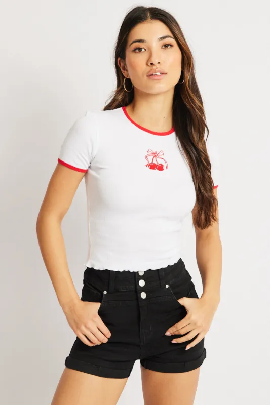 White Graphic Tee Short Sleeve sold by Ally Fashion