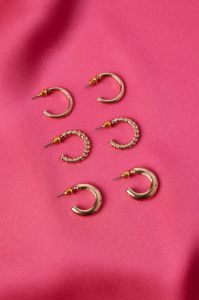 Gold Mixed Chunky and Twist Hoop Earrings Set sold by Ally Fashion