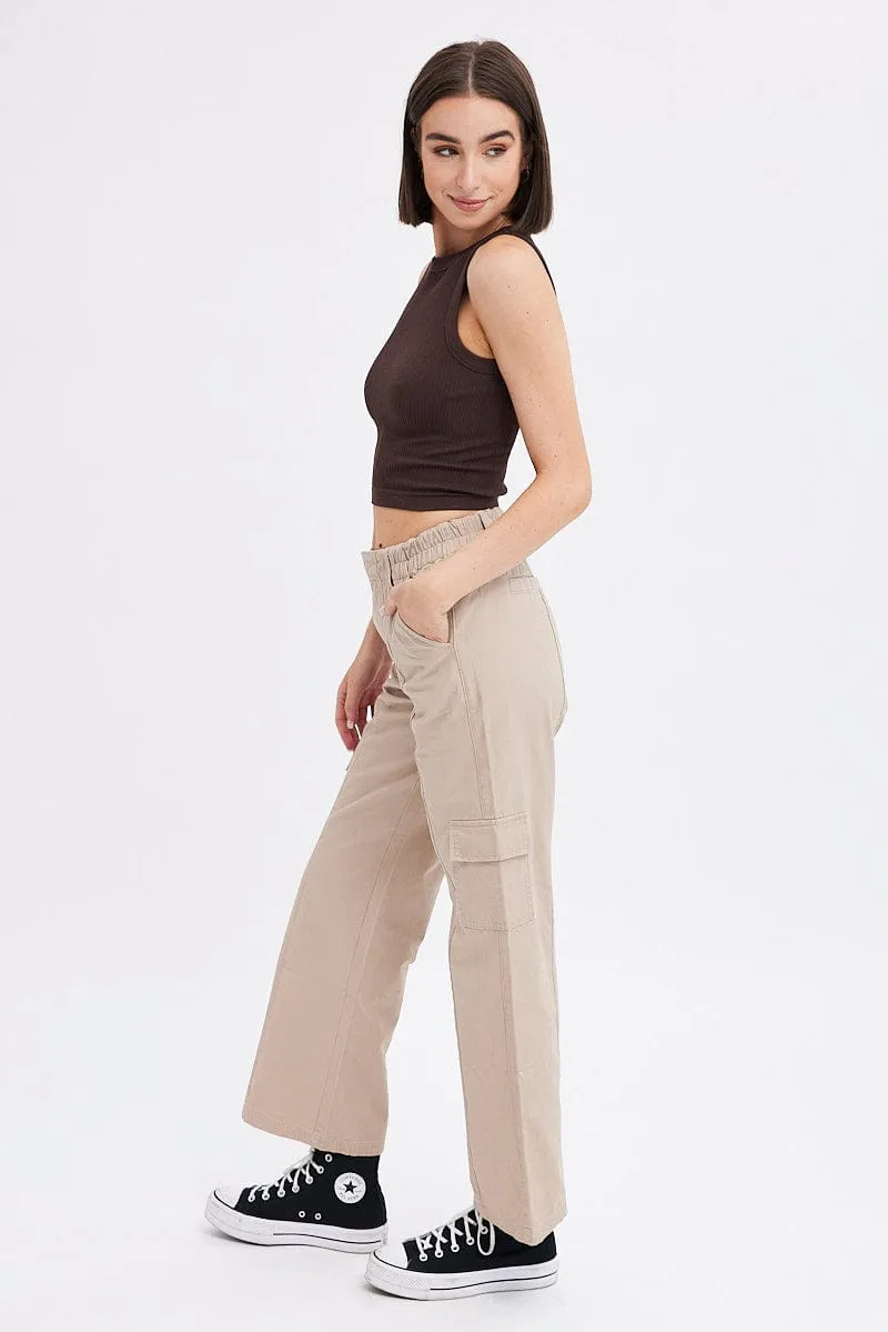 Beige Cargo Pants Mid Rise sold by Ally Fashion product image thumbnail 4