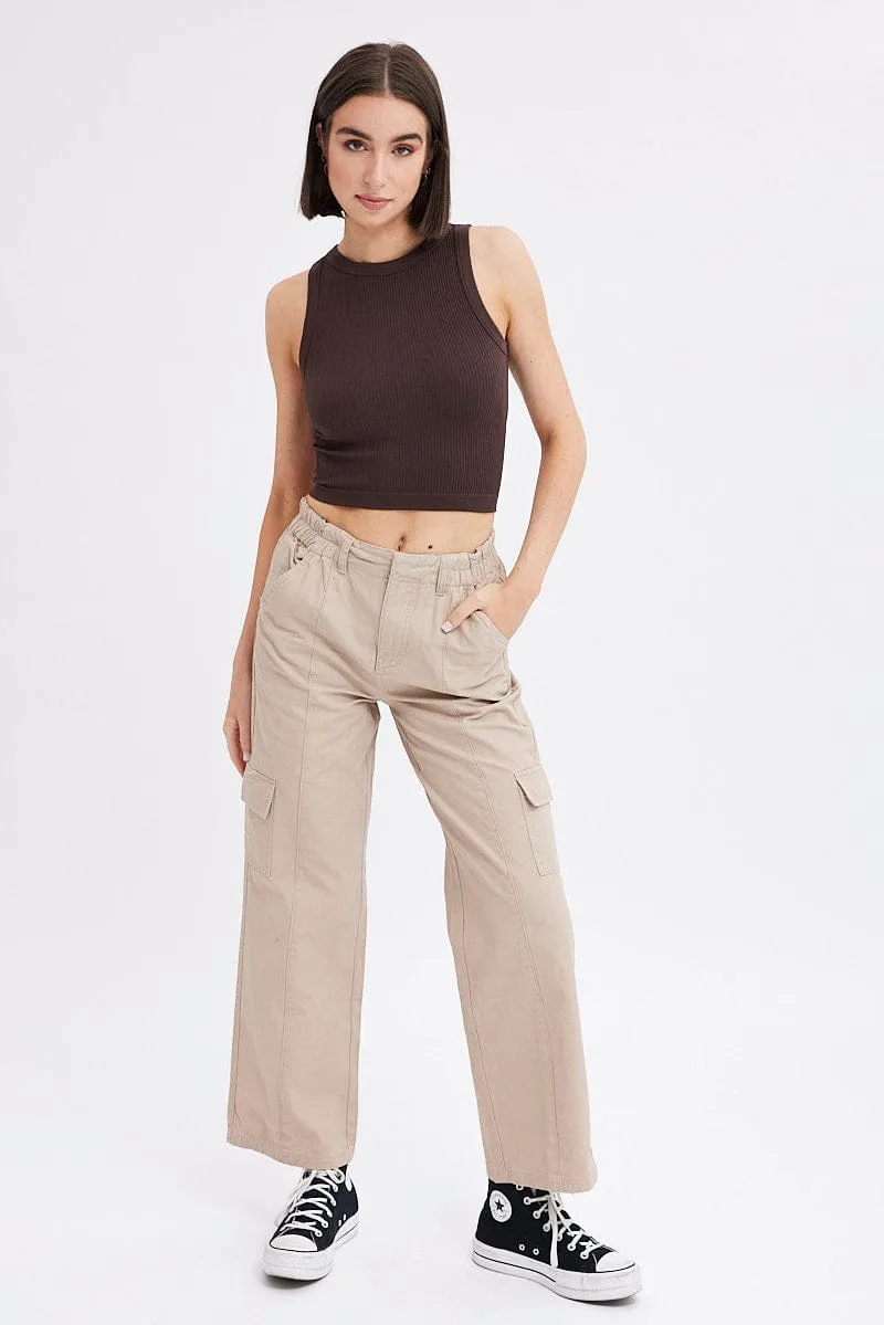 Beige Cargo Pants Mid Rise sold by Ally Fashion