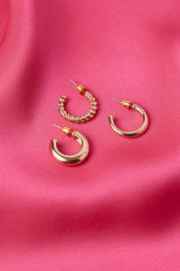 Gold Mixed Chunky and Twist Hoop Earrings Set sold by Ally Fashion